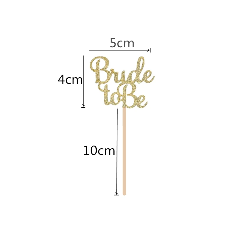 10 шт. Блестящий золотистый Серебристый Команда Невесты быть алмазным торт Топпер