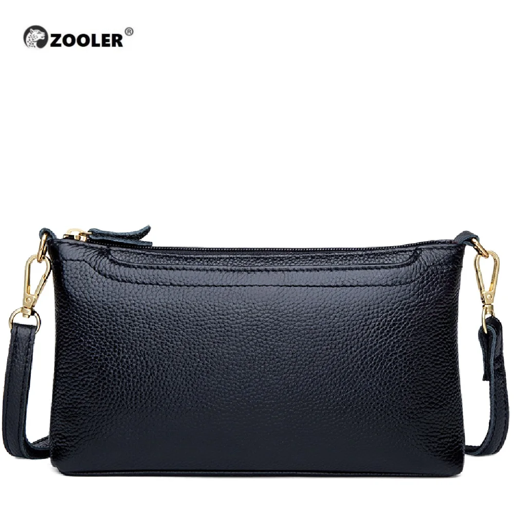 ZOOLER  Female Genuine Leather Shoulder Bags Winter Black Color Crossbody Functional Black Mobile Phone Bag Purse Small #z189
