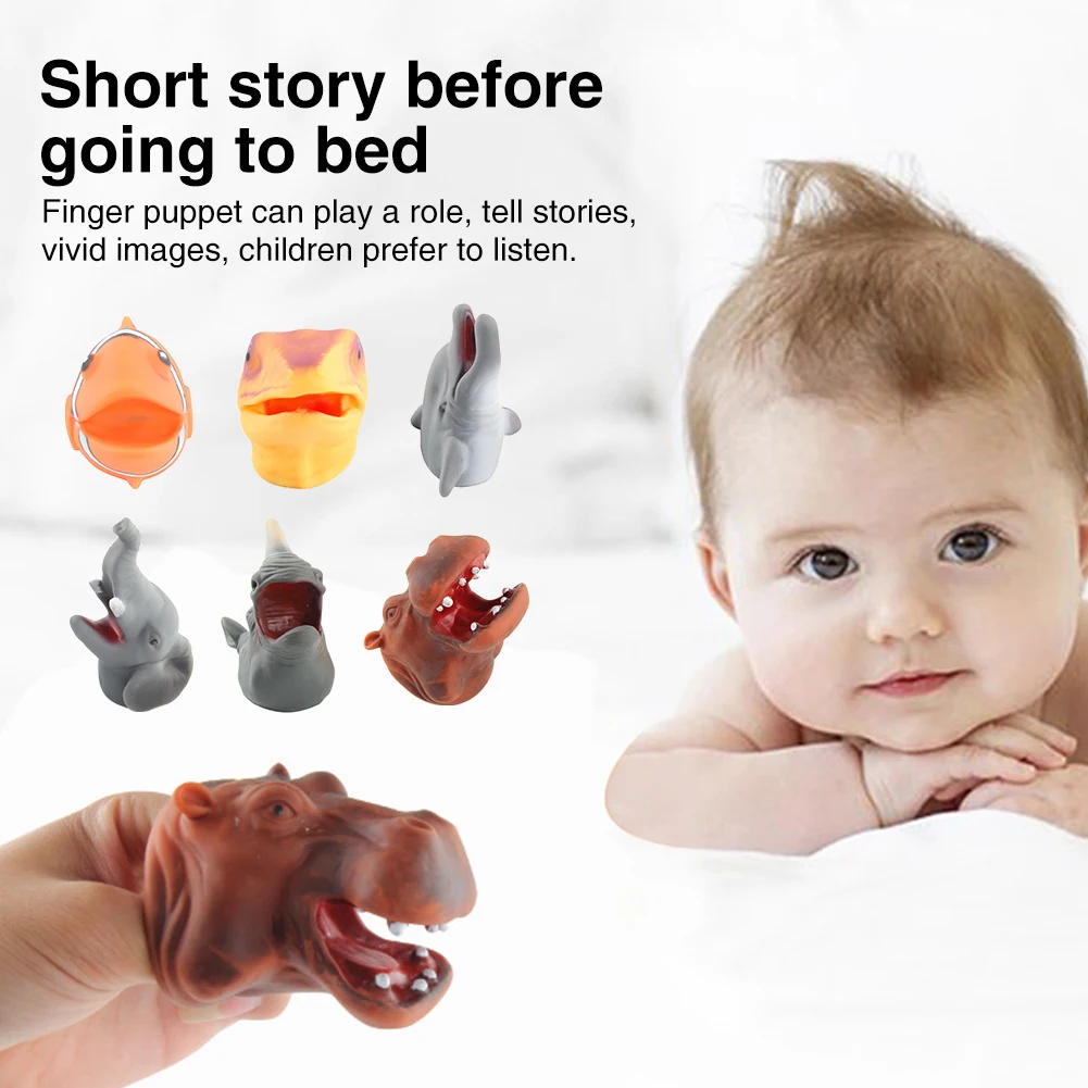 

6pcs Animal Toy Game Home Parent Interactive Soft Kindergarten For Children Tell Story Pinch Color Hand Eye Finger Puppet