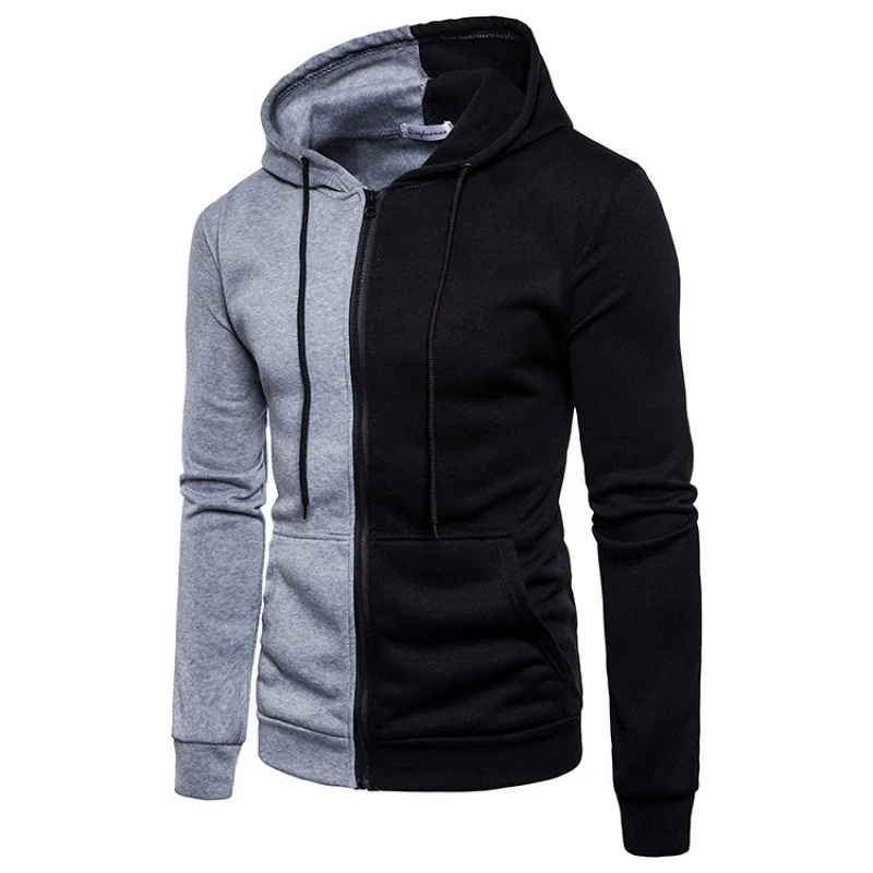 EL02 grey no fleece Зимние мужские куртки, Флисовая теплая Толстая парка с капюшоном, бархатные ветрозащитные пальто, кардиган, толстовки с капюшоном на молнии, мужская куртка с капюшоном - Цвет: EL02 grey no fleece