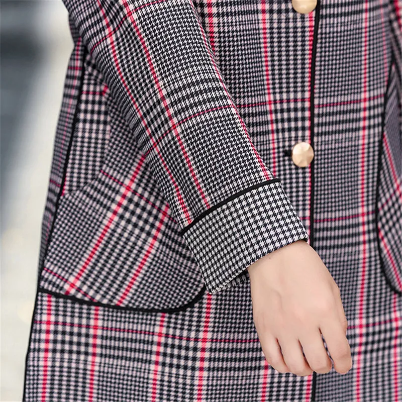 Женский плащ средней длины в клетку Повседневная ветровка большого размера 5XL A1296