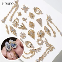 1 pieces 3d metal zircon nail art jewelry japanese pearl pendant decorations top quality crystal manicure diamond charms