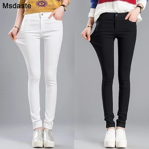 Женские брюки-карандаш высокого качества, белые, черные леггинсы, новые женские повседневные леггинсы, белые облегающие брюки до щиколотки