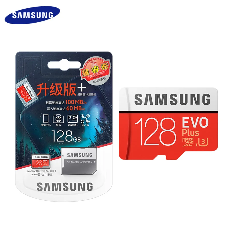 Оригинальная карта памяти Samsung TF 256 ГБ 128 MicroSD EVO 64 Гб Plus Class 10 U3 для смартфона