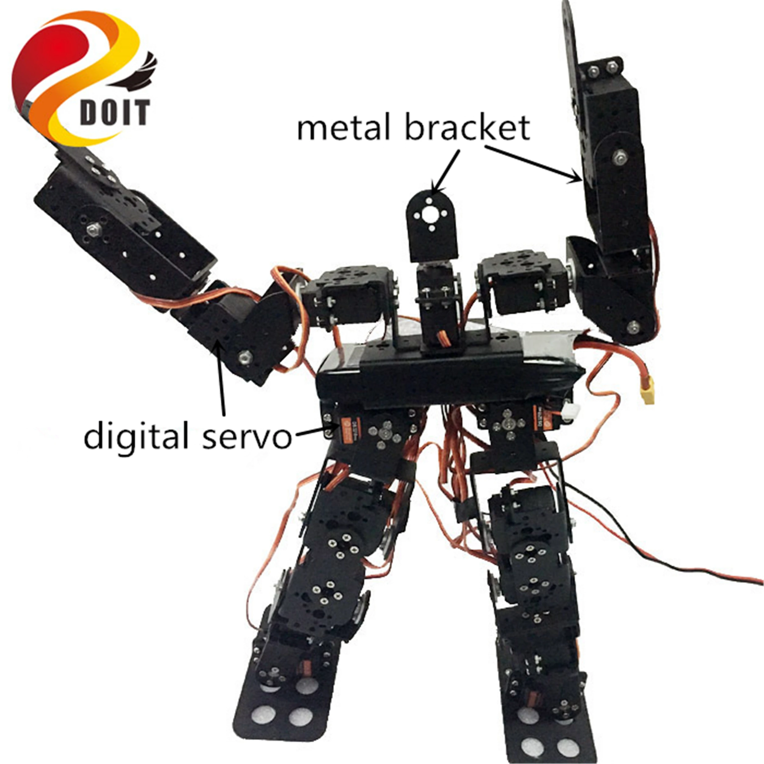 Металлический умный гуманоидный робот 17DOF Biped ходящий танцевальный 17 шт. цифровой