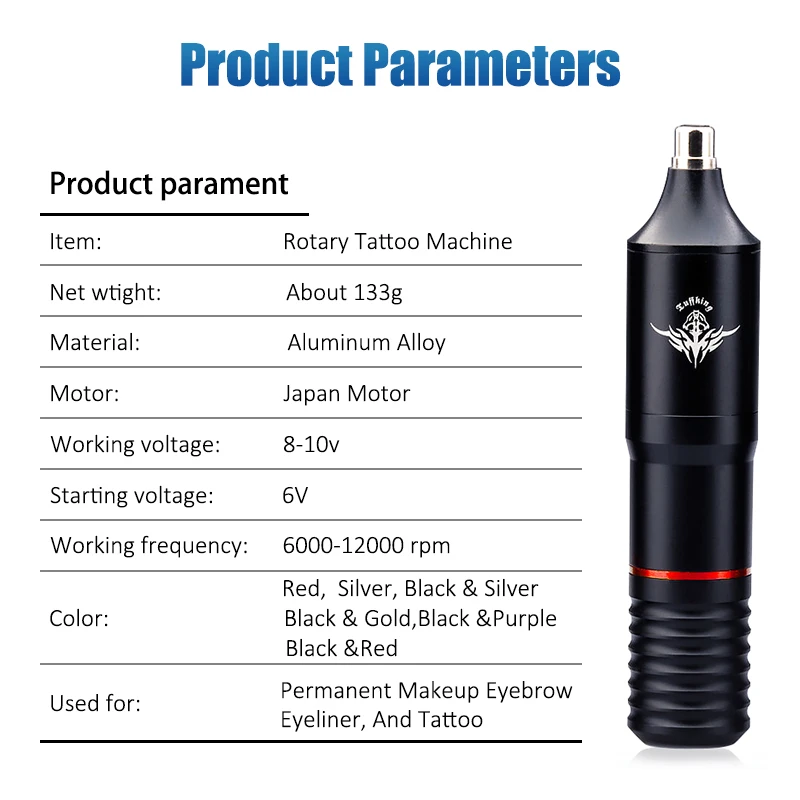 Professional Tattoo Machine Kit Rotary Pen Sets with Cartridges Needles Permanent Makeup Machine Tattoo Supplies for Body Art