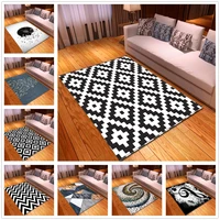 black and white grid carpets living room rug large child play mat bedroom floor area rug non slip doormat entrance 3d mat carpet