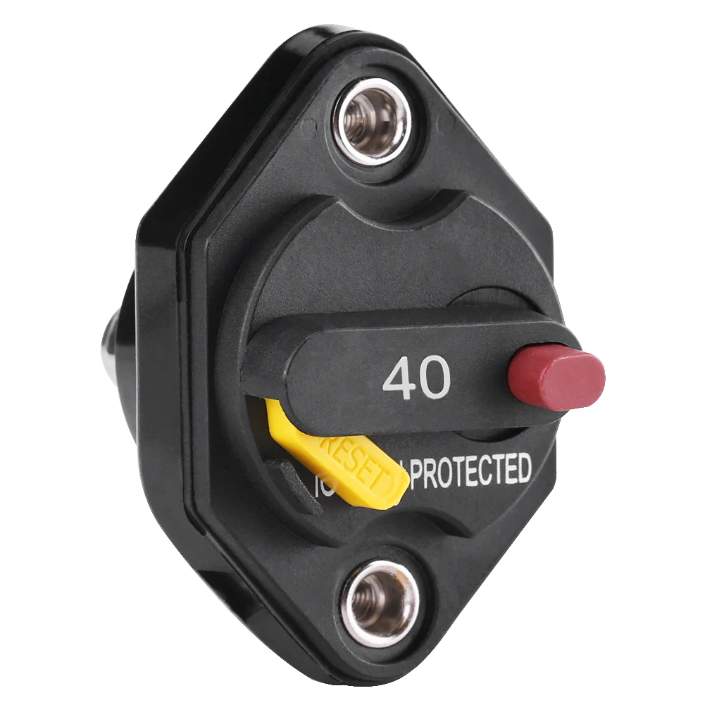 

1 pcs 32V DC 40 Amp Manual Reset Circuit Breaker Switch Car Boat Fuse Holder Waterproof black housing with yellow and red button