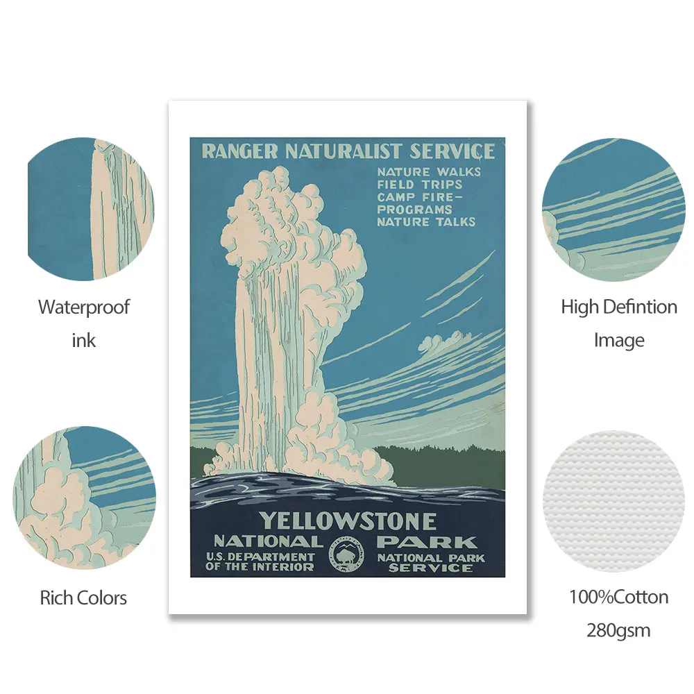 Винтажный постер для путешествий Yellowstone Большой Каньон художественные принты