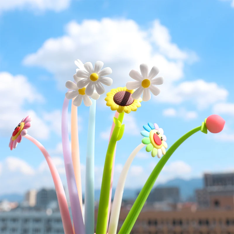 1 шт. креативная Цветочная ручка милые силиконовые ручки тюльпаны милая цветная