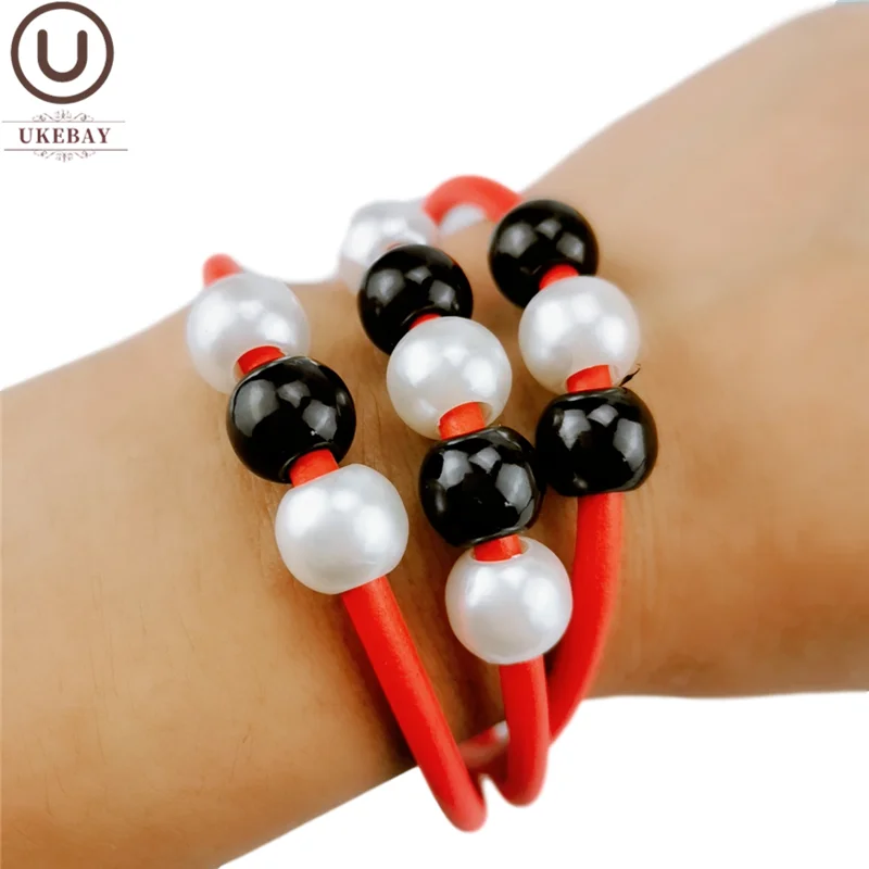 Новые красные резиновые браслеты UKEBAY жемчужный браслет женские этнические