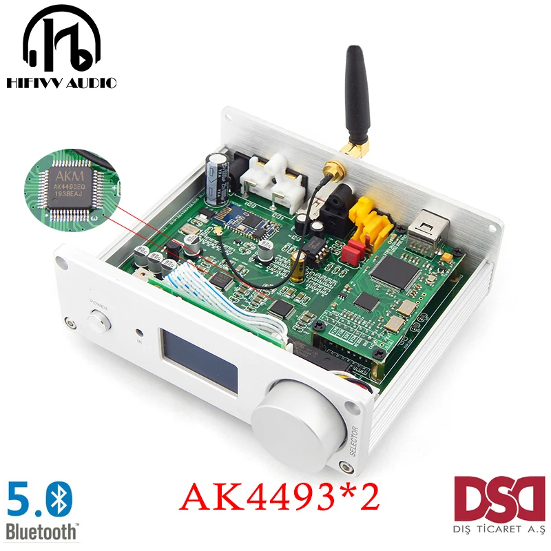 HIFI Bluetooth декодер для усилителя AK4493EQ * 2 Amanero 5 0 USB DAC плата с oled дисплеем коаксиальное