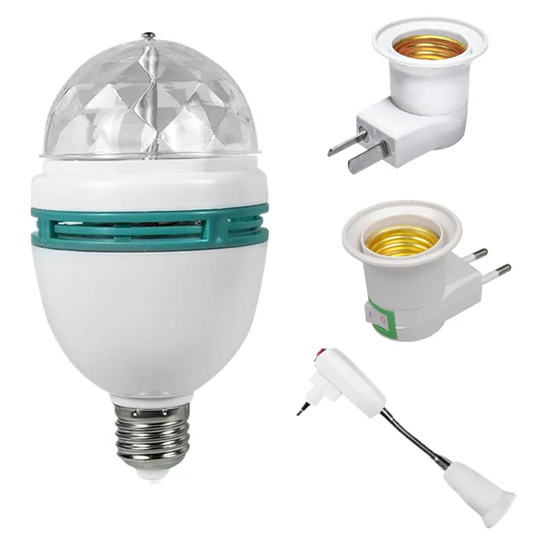

E27 LED RGB Lamp Magic Color Projector Auto Rotating Stage Light 3W Bulb AC85-265V 220V 110V For Holiday Party Bar KTV Disco