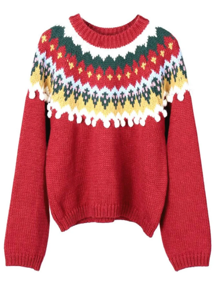 Свитер с круглым вырезом Повседневный осенне-зимний Рождественский пуловер