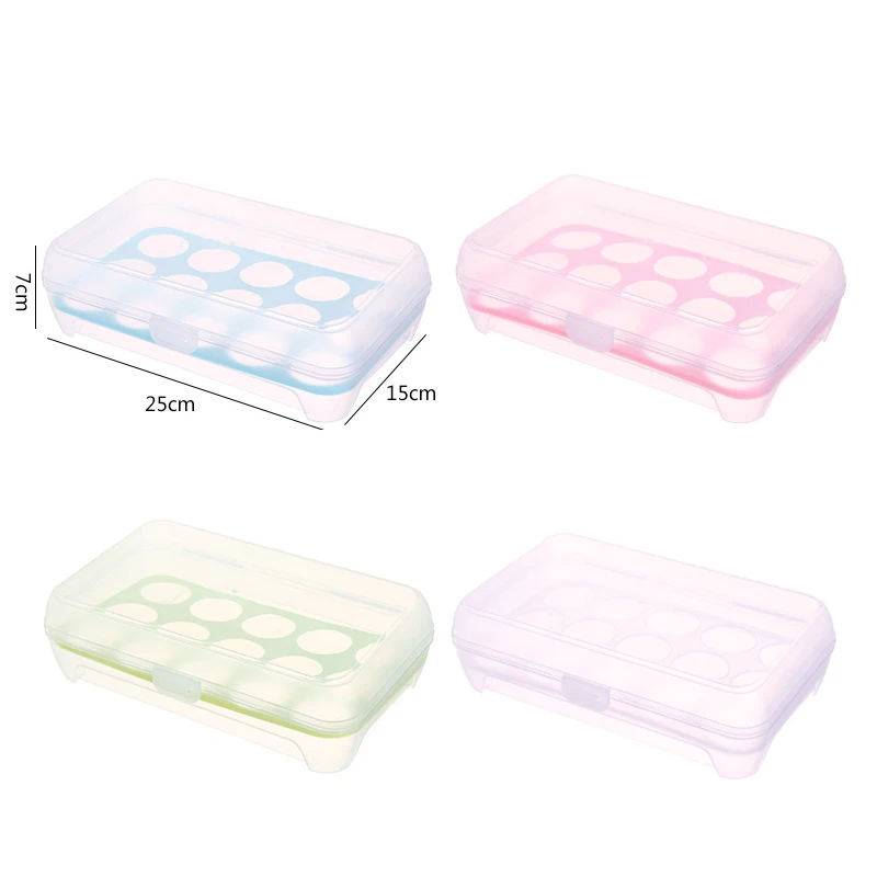 

15 Grid Plastic Storage Box Egg Holder Egg Food Cartons for Refrigerator Kitchen Portable Picnic Egg Carton