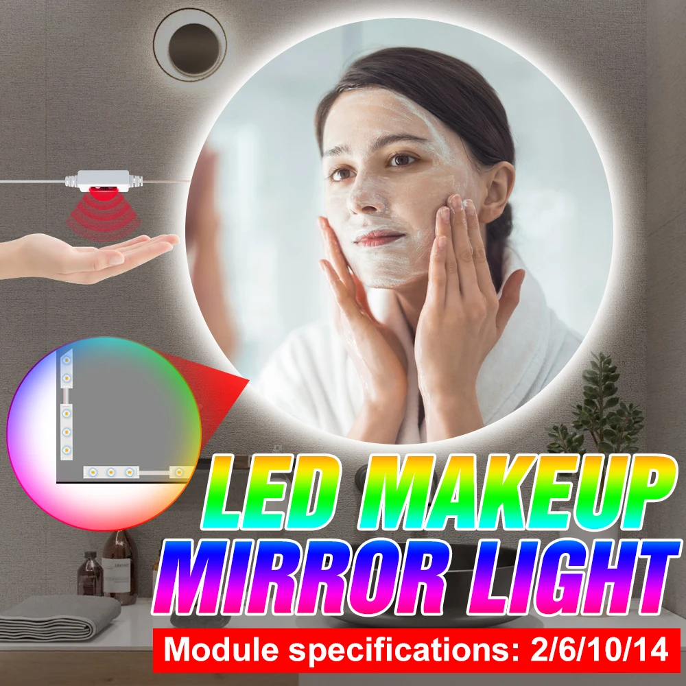 

USB Makeup Mirror Lamp Led Hand Sweep Sensor Backlight Bulb LED Wall Lamp Hollywood Vanity Mirror Light Decoration Cosmetic Lamp