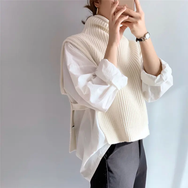 Женский трикотажный жилет HziriP Укороченный пуловер без рукавов с высоким