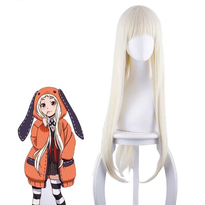 

Yomoduki Runa Cosplay Costume Kakegurui Compulsive Gambler Runa Cosplay Wig and Orange Hooded Jacket JK Uniforms