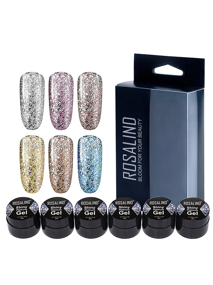 

6PCS Glitter Gel Nail Polish Set Safe Non-toxic Nail Art Supplies Flash Nail Polish Set Small Cans Bright Glue Cat Eye
