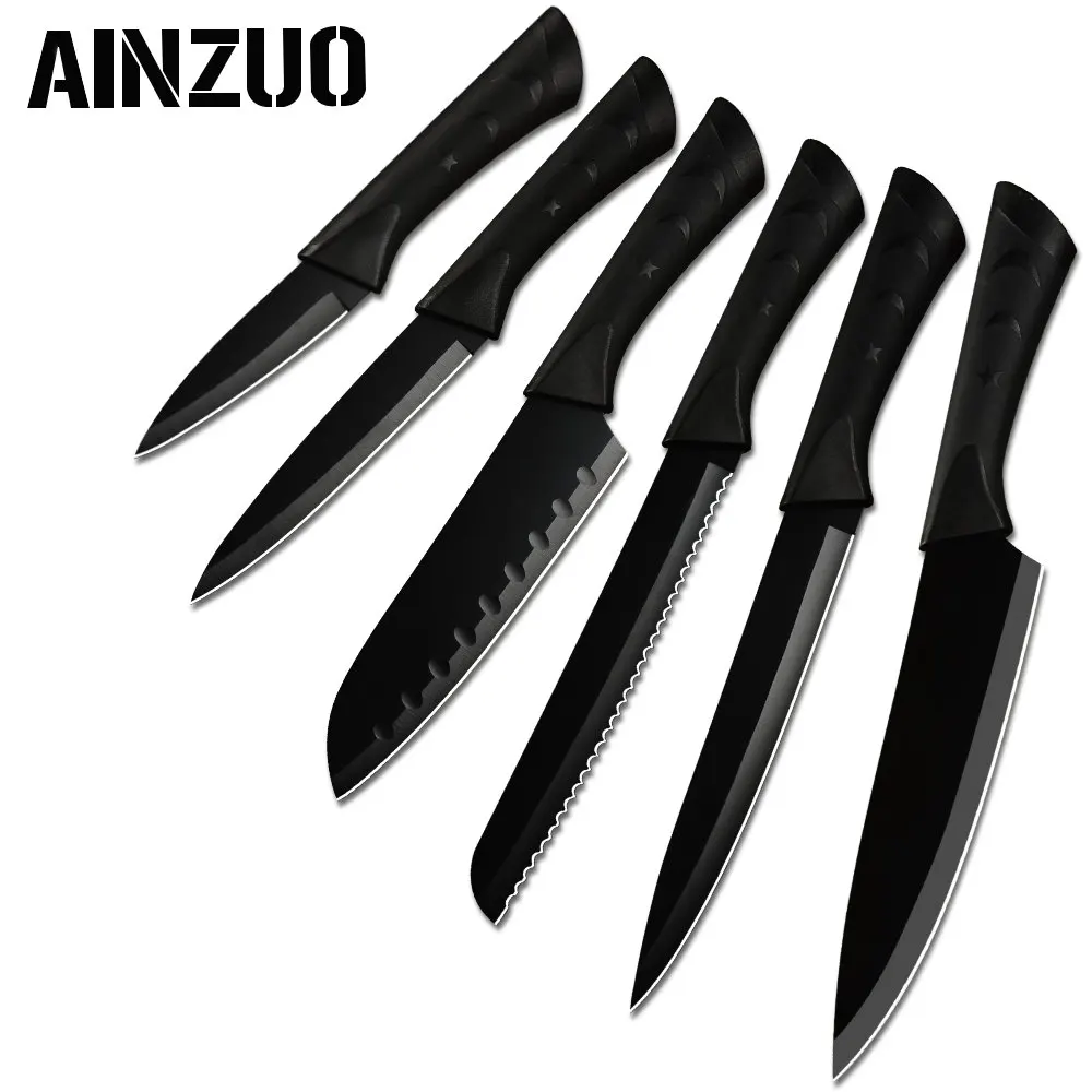 AINZUO набор кухонных ножей из нержавеющей стали с нескользящей ручкой ножи для