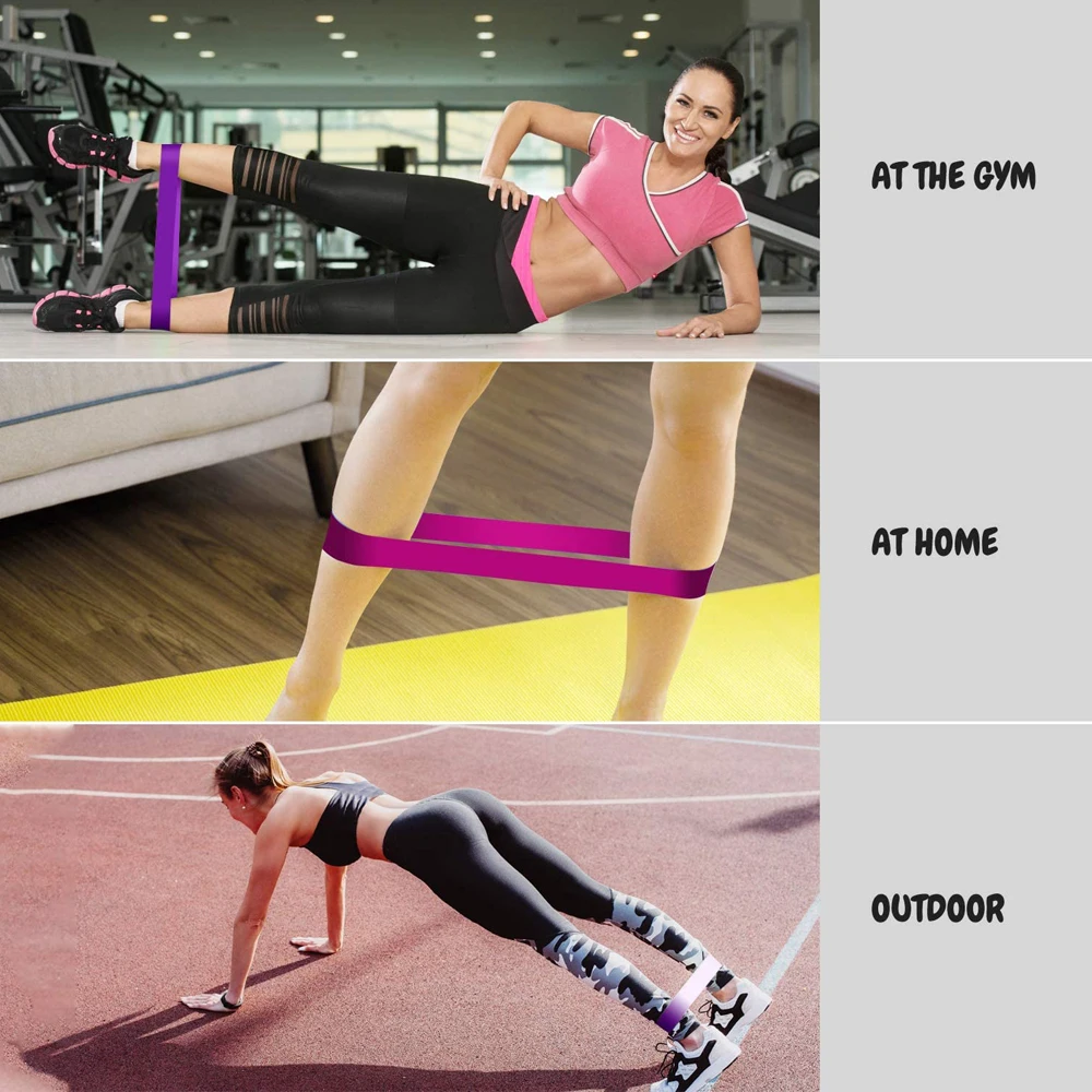 

Resistance Loop Bands Set of 5 Workout Bands for Legs and Butt Yoga Strength Training Pilates with Instruction Guide, Carry Bag