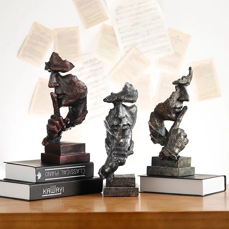 Абстрактные статуи тишина статуя пожалуйста лицо фигурка домашний офис Декор