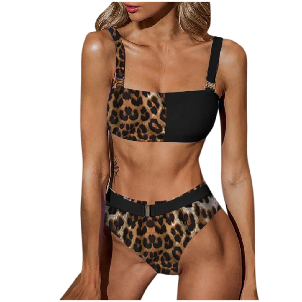 Женский купальник Леопардовый Ститч сексуальное бикини две части пуш ап