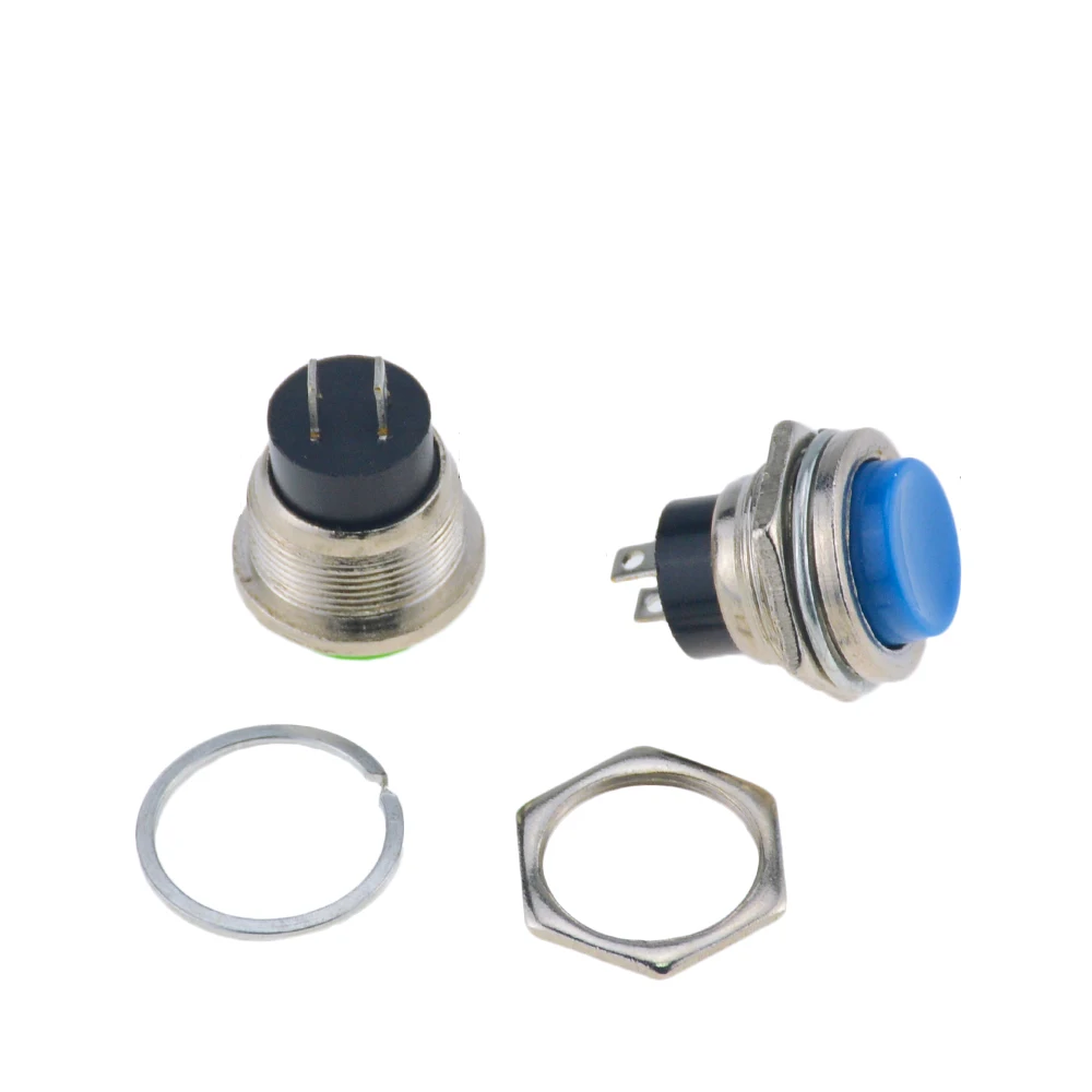 5PCS Colourful 16MM Waterproof DS-212 Momentary SPST Self-reset Round Cap Push Button Switch AC 125V 3A DS212 For Small Car |