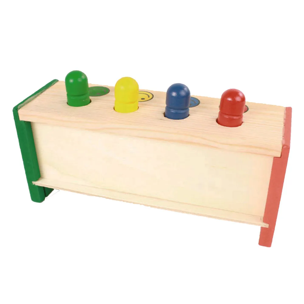 Детский деревянный молоток игрушки с молотком красочная улыбка колышки игра