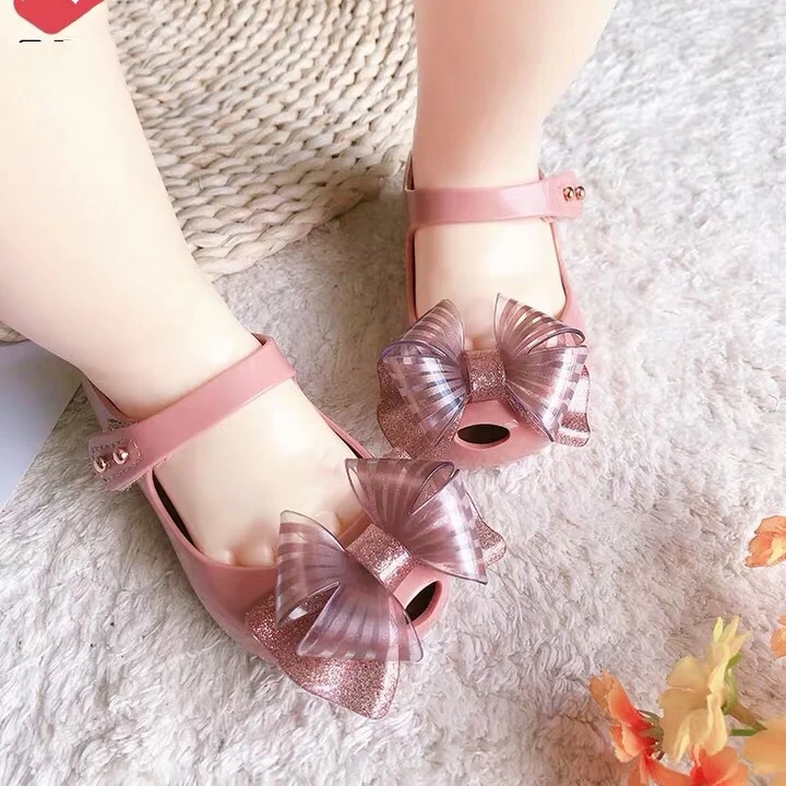 Mini Melissa ultragrl/ новые оригинальные прозрачные сандалии для девочек детские сандалии с бантом детская пляжная обувь Нескользящая обувь для малышей
