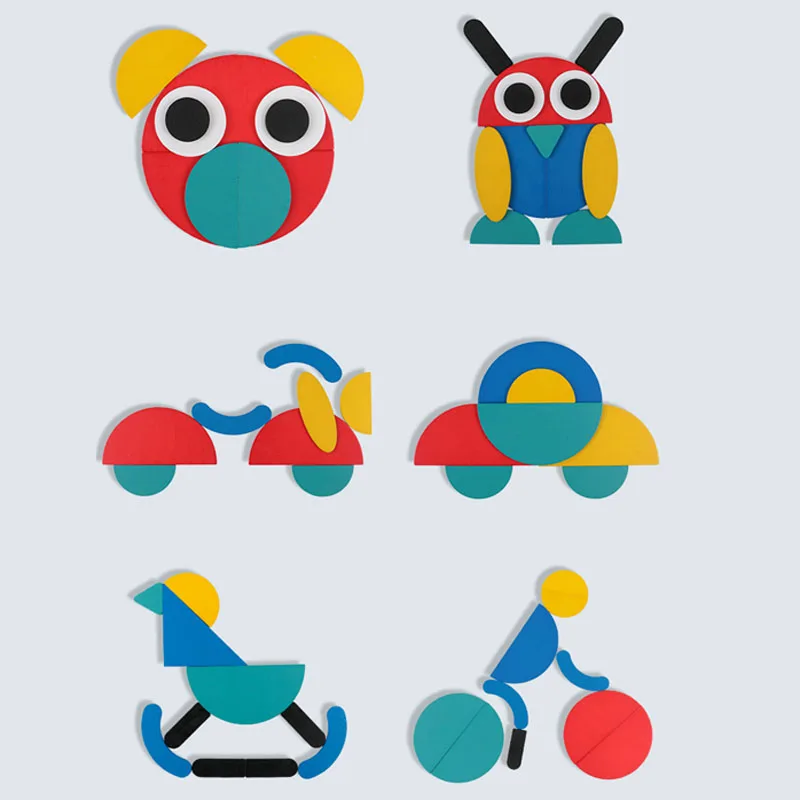 Деревянная настольная игра головоломка набор Tangram обучающая для мышления