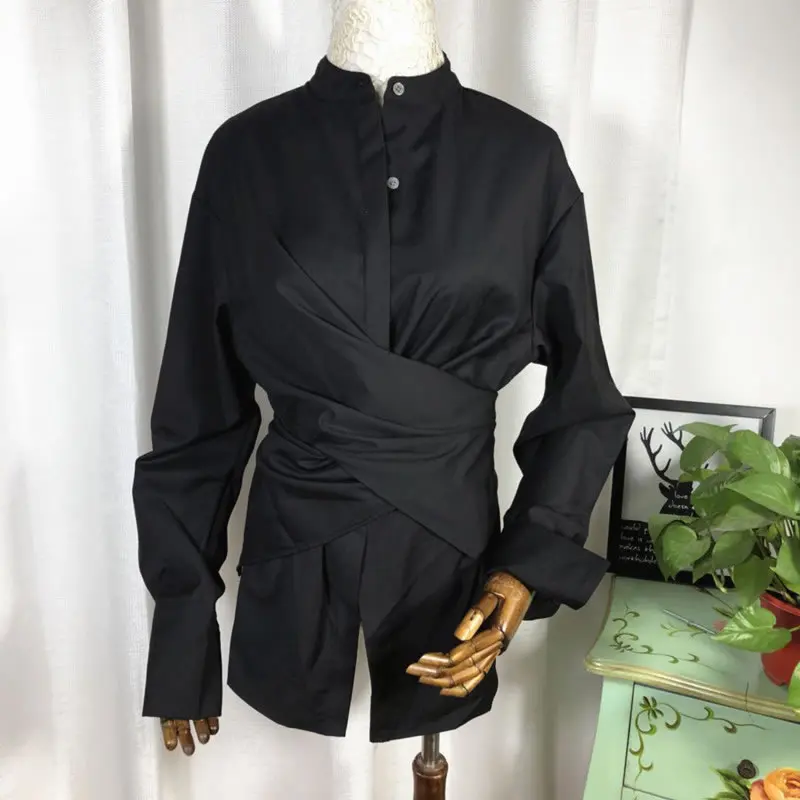 

[XITAO] 2021 New Autumn Korea Casual Women Solid Color Single Breasted Shirts Female Full Sleeve Stand Collar Blouses KZH1929