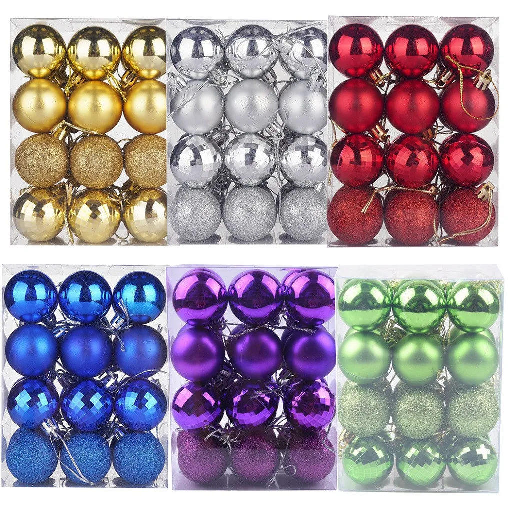 

24pcs Christmas Ball Ornaments For Xmas Tree Hanging Bauble Ball Decorations Drop Ornament For Christmas Party New Year