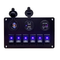 12 24v 6 gang car marine boat circuit board voltage display switch control panel compact control electronic equipment board