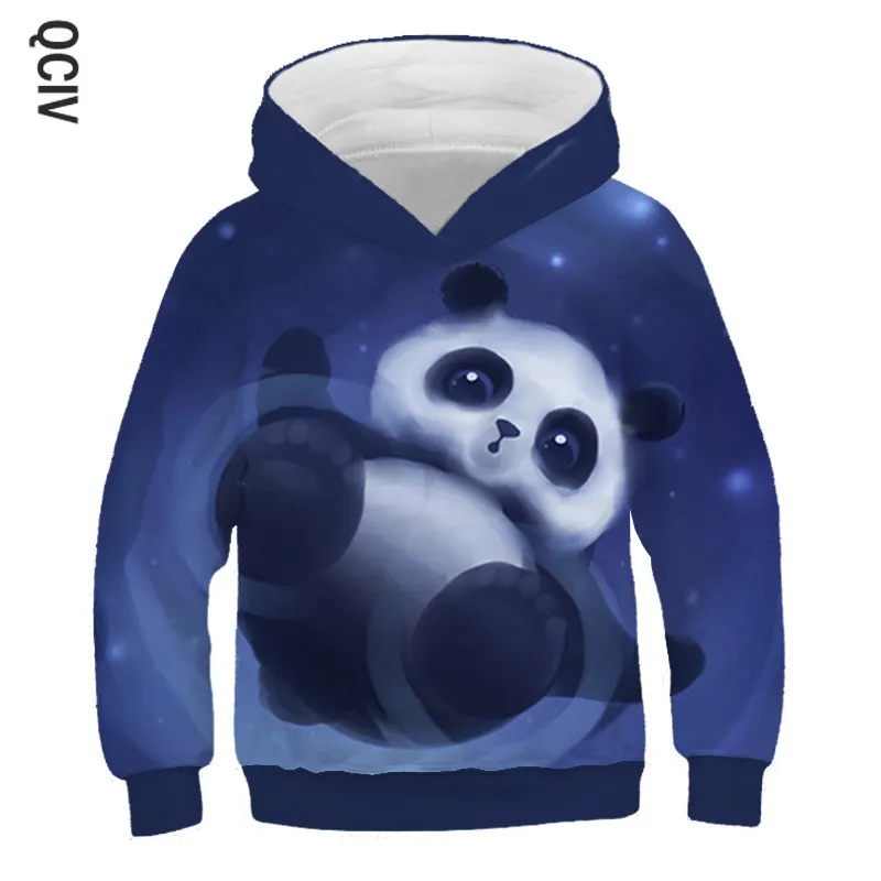 Новые детские толстовки с капюшоном принтом милой панды Свитер для маленьких