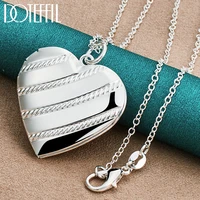 doteffil 925 sterling silver love heaet photo frame 16 18 inch snake chain necklace for woman man fashion wedding charm jewelry