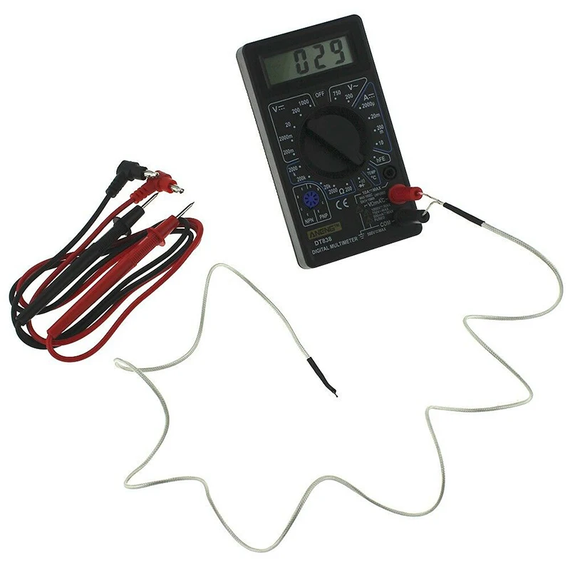 LCD Digital Multimeter Tester DT838 Voltmeter Measuring Resistance Temperature Meter DC Ammeter Test Lead Probe | Инструменты