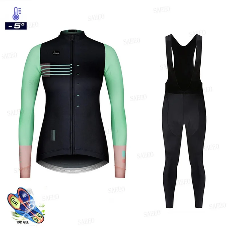 

2020 Winter women Thermal Fleece jacket Cycling Jersey long sleeve Ropa ciclismo ombre Bike Clothing maillot Ciclism Saeeo
