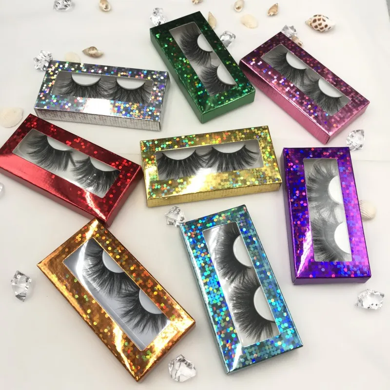 

100% Real 3D Mink Eyelashes 25mm with New Lashes Packaging Handmade Eyelash with Holographic Box