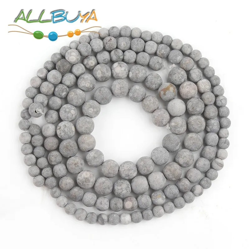 4 6 8 10mm Natural Stone Beads Matte Grey Maifan Round Loose for Jewelry Making DIY Bracelet 6mm Minerals 15 inches | Украшения и