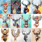 Алмазная живопись HUACAN, квадратная картина с изображением оленя, подарок ручной работы, алмазная вышивка, животное, мозаика, картина для Стразы, домашний декор