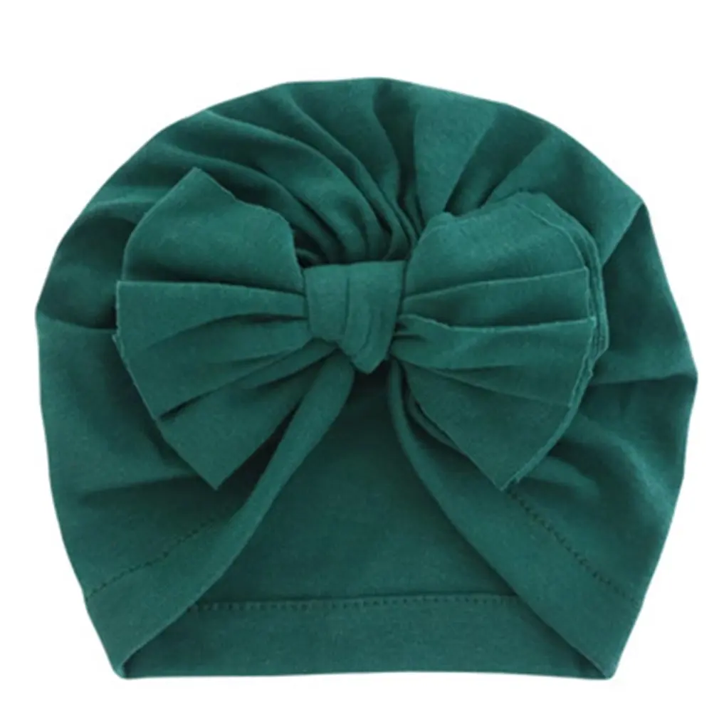 Elasticity Infant Cotton Cloth Indian Hat Cute Type Kids Pullover Children Bow-knot Turban Solid Color Cap