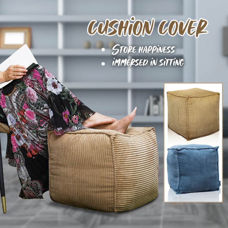 Square Corduroy Pouf Craft Floor Futon Modern Simple Sofa Ottoman Footstool Yoga Meditation Cushion Tatami Unstuffed Cushion