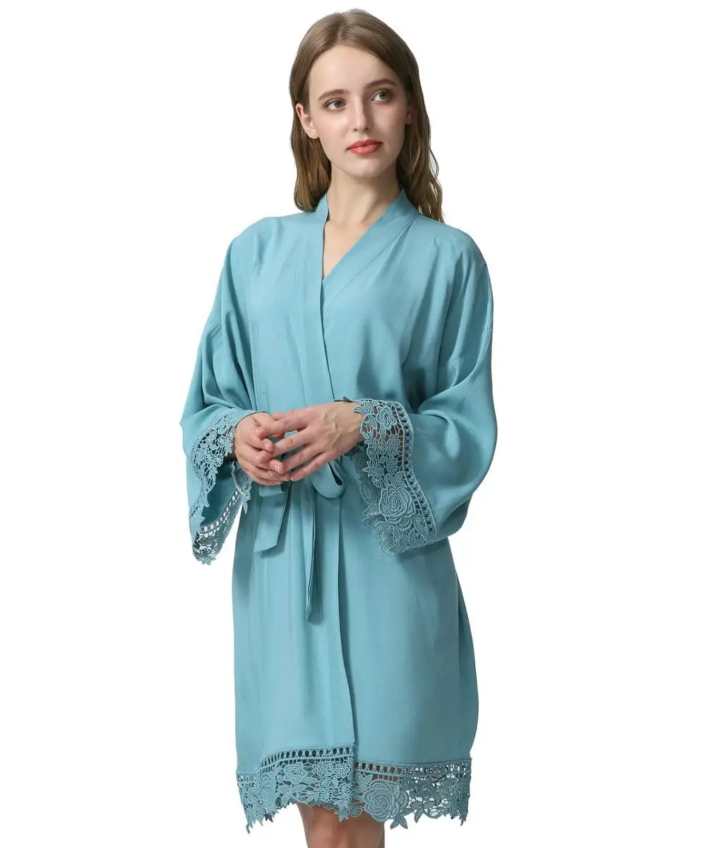 design 2 dusty green Owiter хлопок невесты Кружева Халаты w/Обрезка женские свадебные короткие халаты белье одежда платье сексуальные ночные сорочки - Цвет: design 2 dusty green