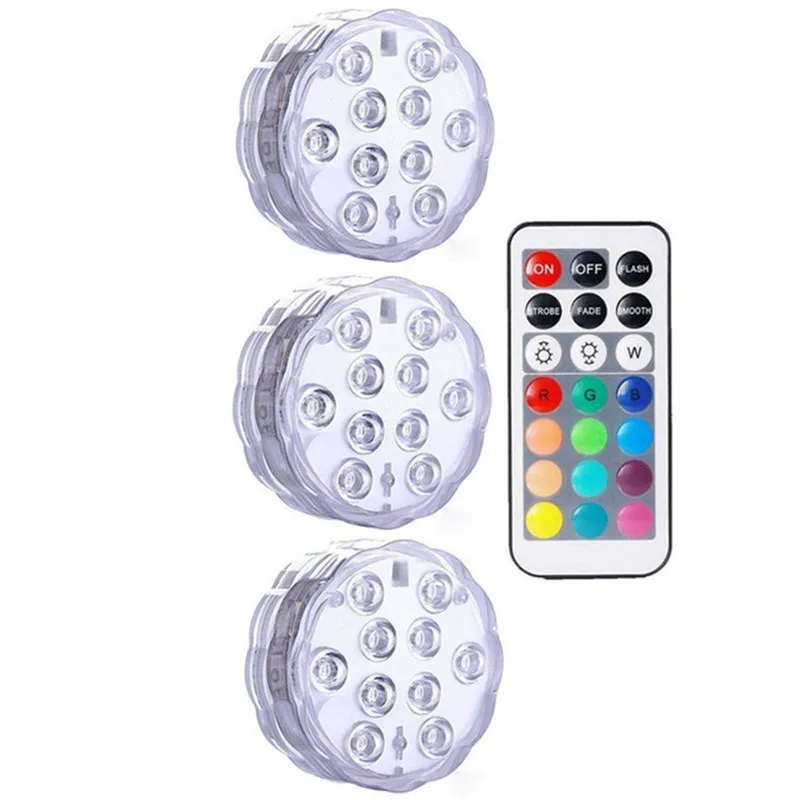 3 lamp 1 controller 10 светодиодный s RGB погружной светодиодный фонарь для использования под водой светодиодный ночник чайная ваза-лампа аквариум для бассейна свет для сада Weddin - Испускаемый цвет: 3 lamp 1 controller