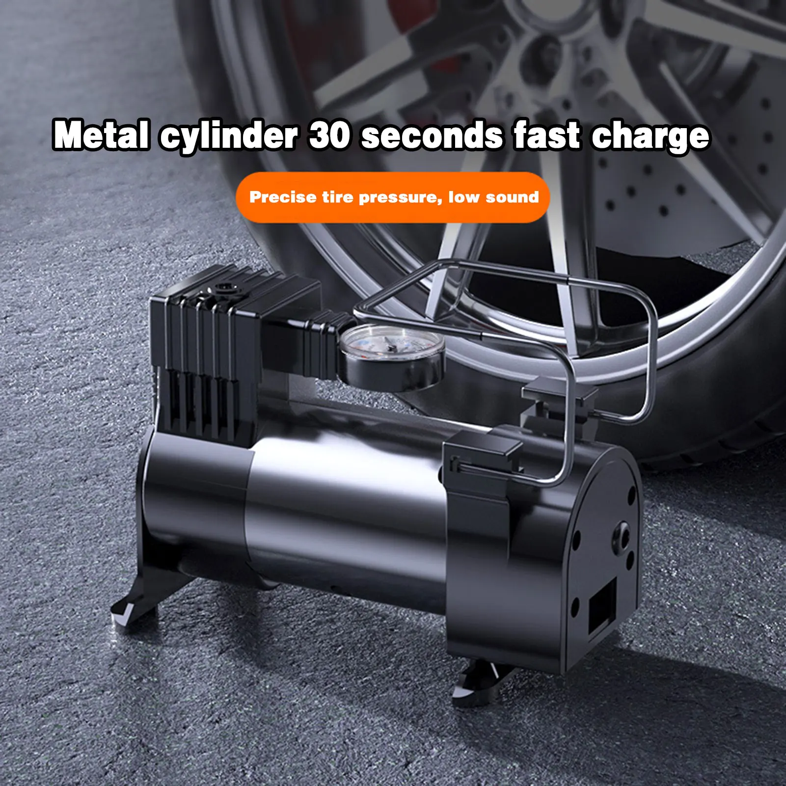 Двухцилиндровый автомобильный воздушный насос амортизирующий портативный с