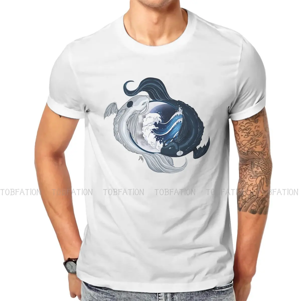 

Новинка, Мужская футболка с надписью «Koi Fish Good Luck» La and Tui, мягкая Повседневная футболка, новинка, модная пушистая футболка