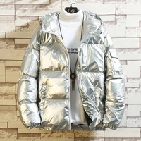 womens down jacket winter glossy silverblackgoldblue plus size hooded parka outwear down padded coats female 2021