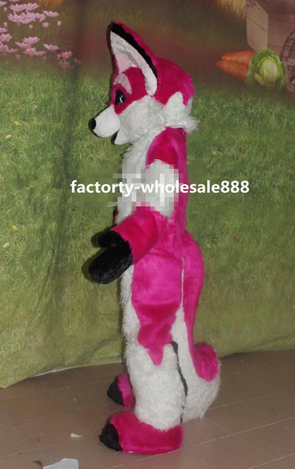 Костюм талисман красный Хаски на Хэллоуин для взрослых волк лиса собака длинное