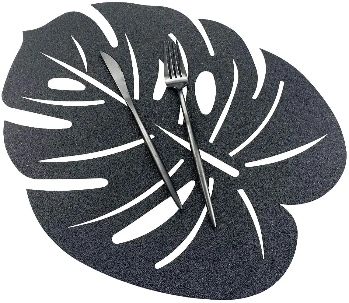 Новинка 6 шт./компл. черные подставки в форме листа искусственная кожа